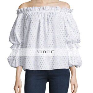 Caroline Constas Gia Off-The-Shoulder Swiss Dot Top